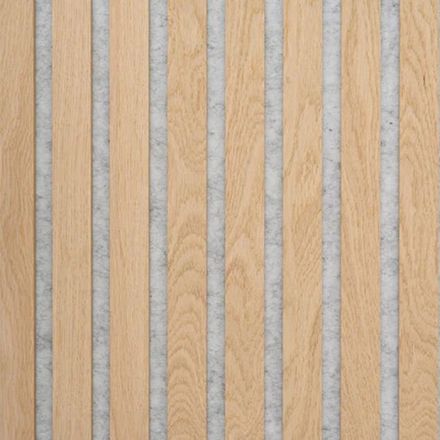 Akustikpaneel Eiche natur, Echtholzfurnier auf braunem MDF, Träger 9mm PET-Filz grau