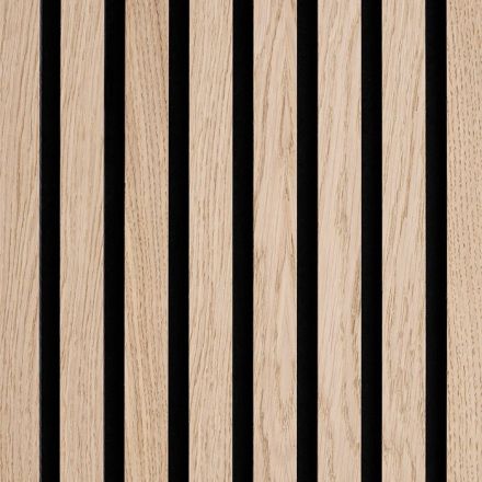 Akustikpaneel Eiche natur, Echtholzfurnier auf schwarzem MDF, Träger 9mm PET-Filz Schwarz