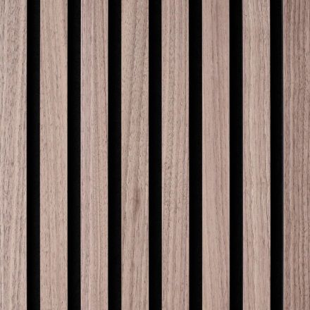 Akustikpaneel Nussbaum ami, Echtholzfurnier auf schwarzem MDF, Träger 9mm PET-Filz Schwarz