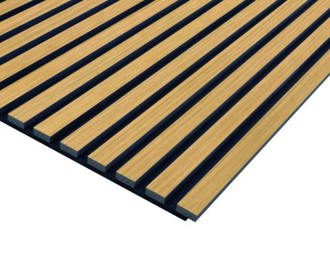 ACUSTICO Akustikpaneel Eiche natur, Echtholzfurnier auf schwarzem MDF, Träger 9mm PET-Filz Schwarz