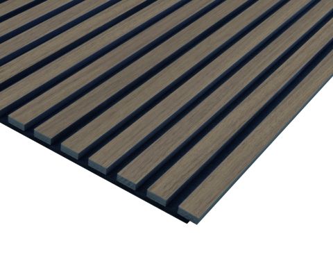 ACUSTICO Akustikpaneel amerik. Nussbaum, Echtholzfurnier auf schwarzem MDF, Träger 9mm PET-Filz Schwarz